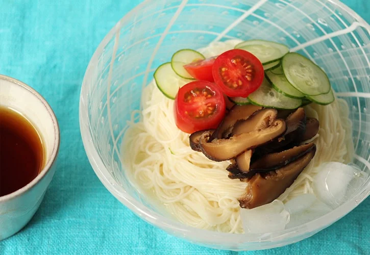 素麺としいたけの含め煮