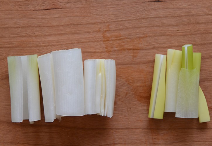 白ネギの中の部分をわける