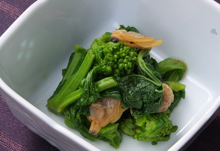 菜の花とあさりのからしあえ