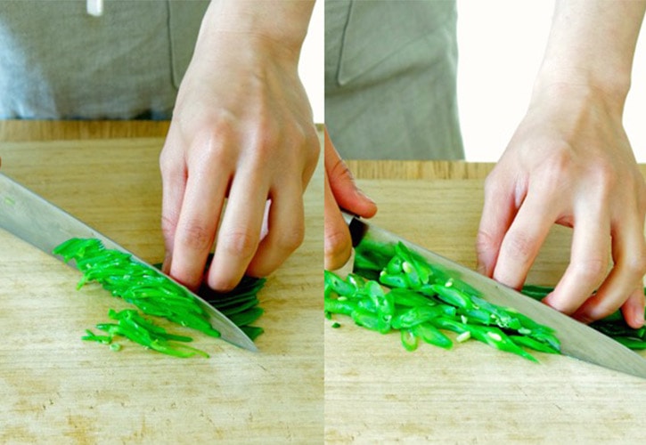 さやいんげんとさやえんどうの切り方