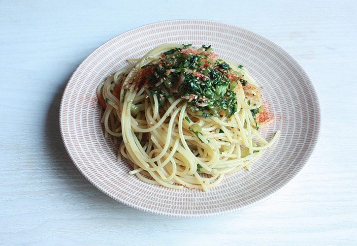 大根の葉のパスタ