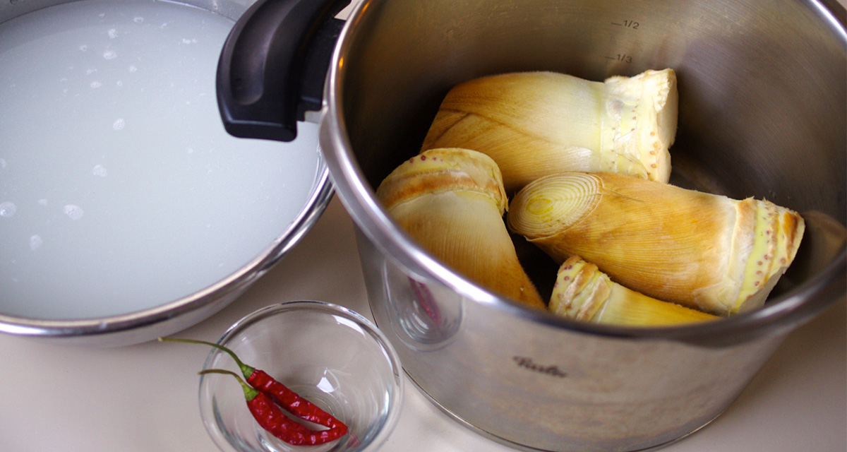 圧力鍋でたけのこの下茹でをもっと手軽に！