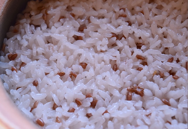 赤米と白米の炊き方