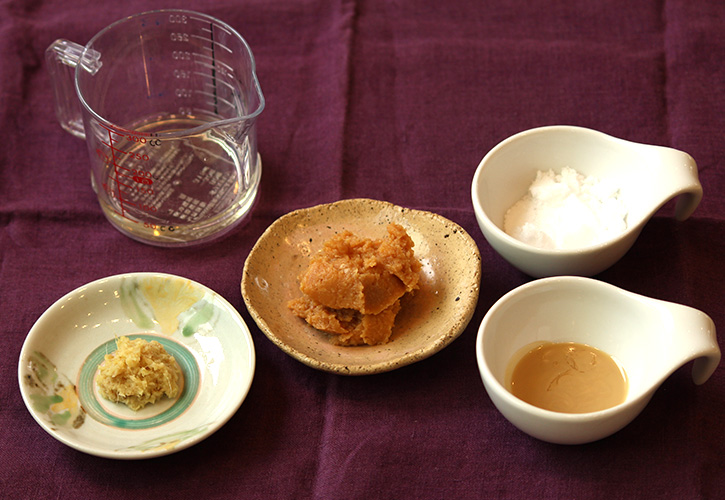 生姜の味噌ディップ材料